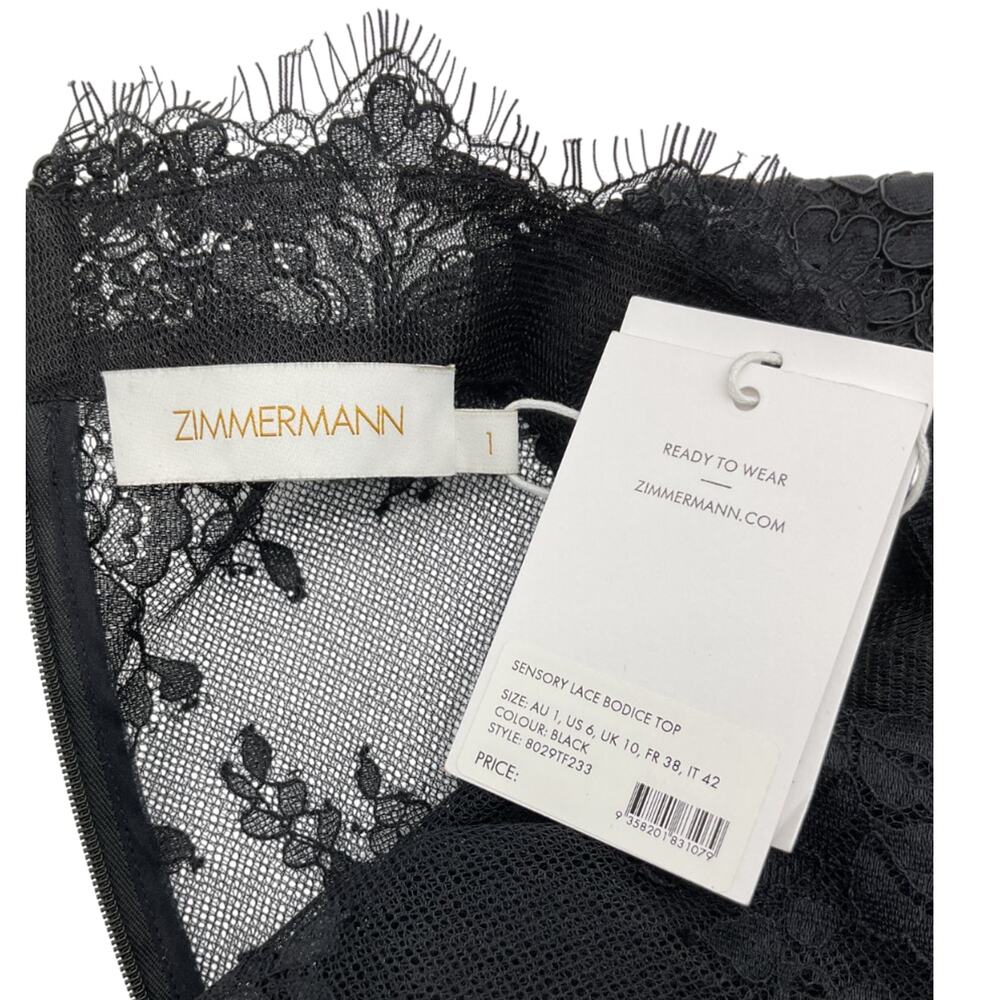 Zimmermann Sheer Black Sensory Lace Bodice Top Size 1 NWT - Picture 4 of 5